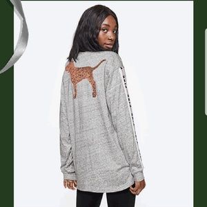 Pink victoria secret bling long sleeve campus tee